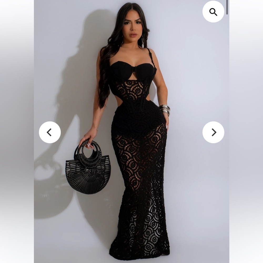 Crochet Maxi Dress - Black